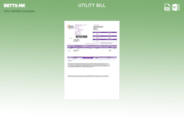 Модерен стил Belize Water Services Limited Шаблон за збор за сметки за комунални